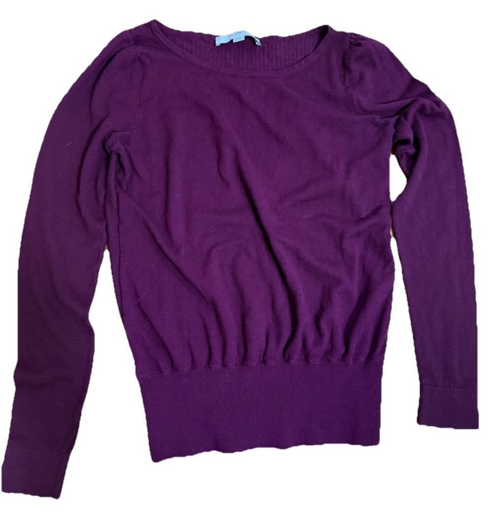 ANN TAYLOR Women’s Burgundy Wool Blend Light Weight Pull Over Sweater Size XS